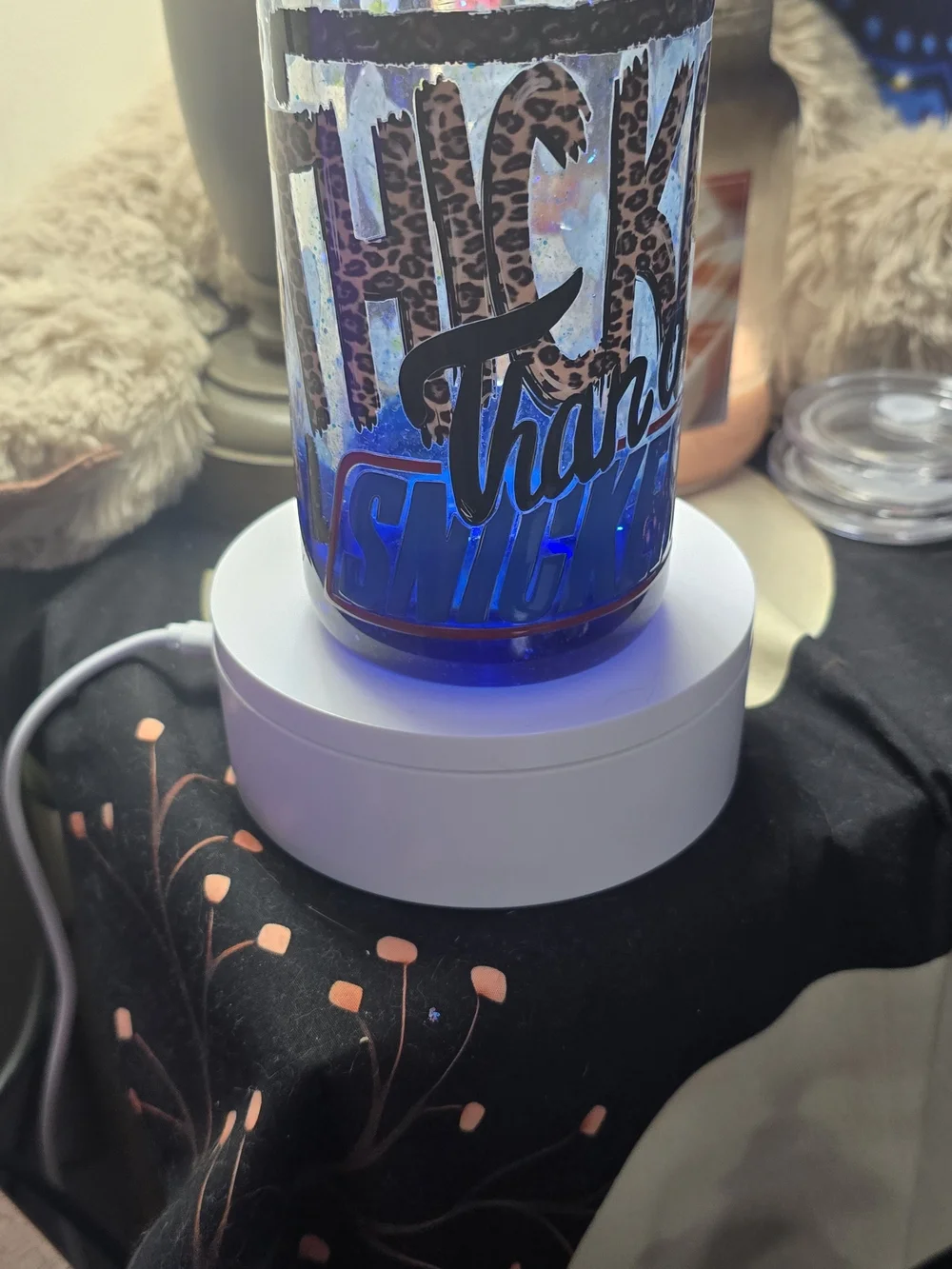 Blue LAVA Tumbler 'Thicker Than A Snickers'